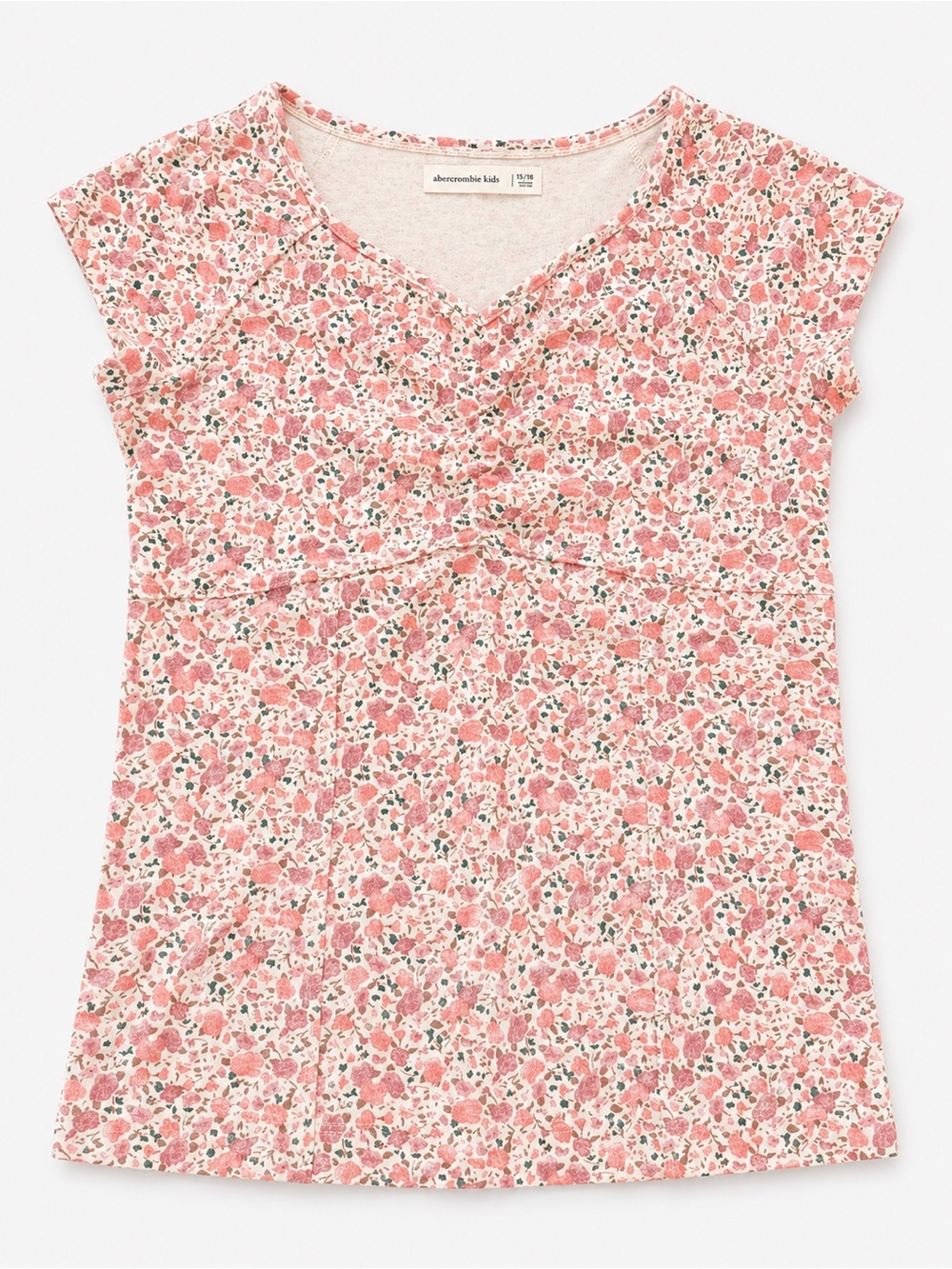 abercrombie kids Rose Print Cap Sleeve Top in Pink